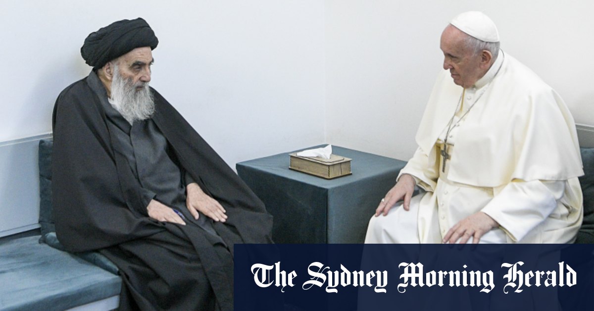 이라크에서 그랜드 아야톨라 시스타니와 역사적인 만남을 갖는 교황