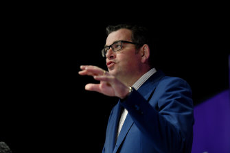 Premier Daniel Andrews making the announcement for public housing residents on Thursday afternoon.