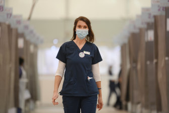 Allison Lamb, nurse unit manager at the Melbourne Showgrounds vaccination hub.