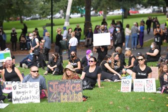 Hundreds of protesters have gathered at Treasury Gardens in Melbourne.