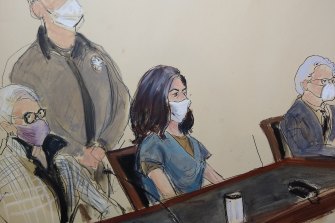 A court sketch from April. Ghislaine Maxwell’s family has hired its own artist.