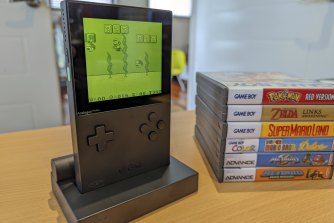 The Analogue Pocket, a new device that plays original Game Boy cartridges.