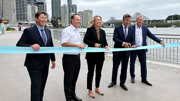 Lord Mayor Adrian Schrinner was among the group to officially reopen the Riverwalk on Tuesday.