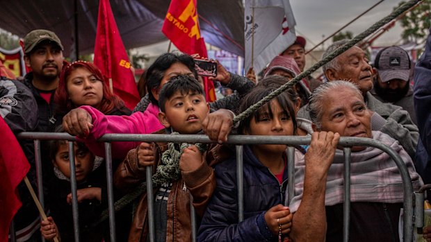 Supporters of presidential candidate Andrés Manuel López Obrador during a campaign rally in Chimalhuacán, on the outskirts of Mexico City.