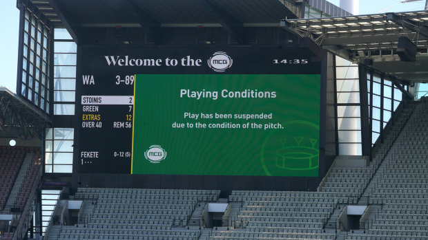 The Sheffield Shield game between Victoria and Western Australia at the MCG was abandoned due to safety concerns over the pitch.