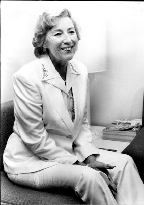 Dame Vera Lynn being interviewed in the press room at the airport after flying into Sydney in 1980. 