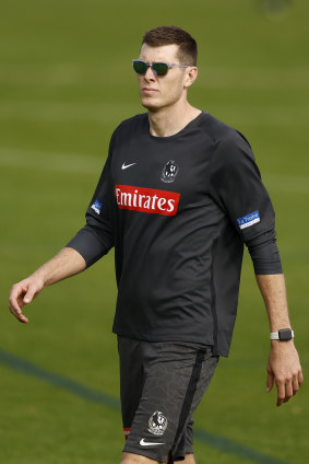 Mason Cox at Collingwood training recently.