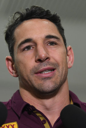He's out: Billy Slater speaks about his injury on Monday.