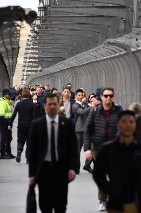 Commuters at Wynyard station were advised to walk across the Harbour Bridge.