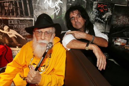 James Randi and Alice Cooper attend the after party for the "Super Duper Alice Cooper" premiere at the Lit Lounge during the 2014 Tribeca Film Festival at  on April 17, 2014 in New York City.