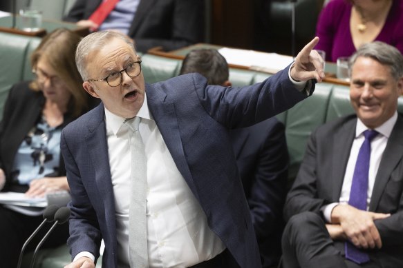 Prime Minister Anthony Albanese in question time yesterday.