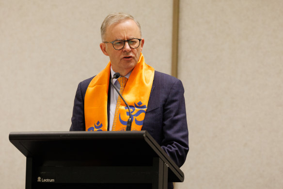 Opposition Leader Anthony Albanese during a community event with the Hindu Council of Australia in Parramatta on Friday.