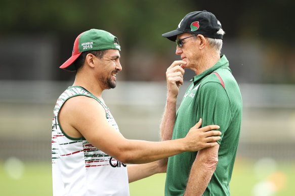 Cody Walker and Wayne Bennett during their time together at the Rabbitohs.