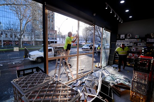 Repairs are made to the shop on Wednesday afternoon,