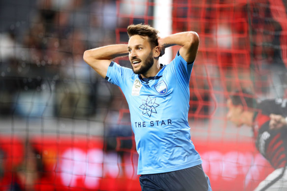 Milos Ninkovic during the Sydney derby at Bankwest Stadium last month.