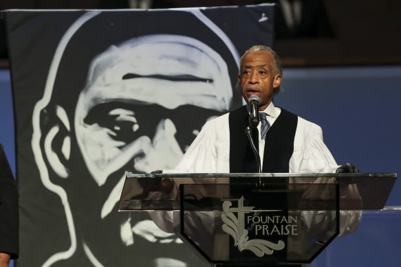 The Reverend Al Sharpton speaks of "wickedness in high places" during George Floyd's funeral. 