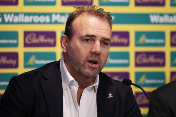 Rugby Australia chief executive Andy Marinos speaks after Cadbury was announced as a major sponsor.
