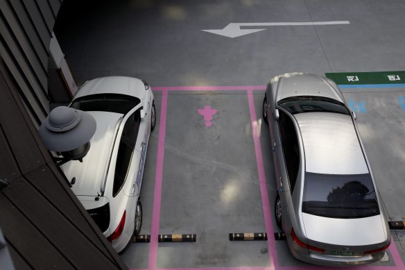 Women-only parking bays in Seoul. They are now being removed, 14 years after being introduced.