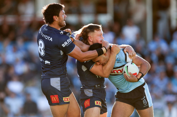 Kayal Iro is taken by the Cowboys defence.