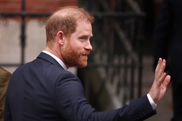 Prince Harry, Duke of Sussex, arrives at court in London on Monday.