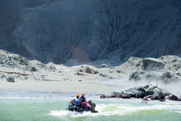 White Island Tour operators rescue people in their role as first responders on Monday.