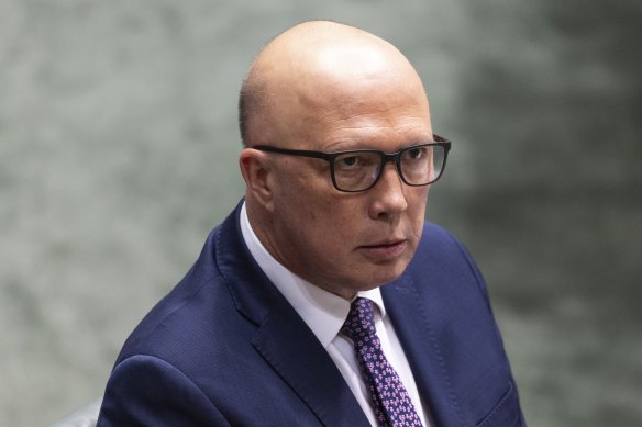 Opposition leader Peter Dutton during question time today.