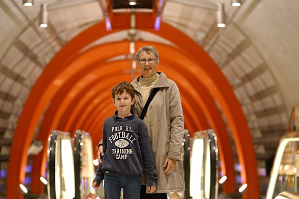 Teddy Nethersole at State Library station with grandmother Martina Kooloos.