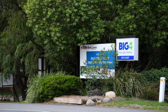 The BIG4 Holiday Park in Healesville where the man was killed by a falling tree branch on Saturday morning.