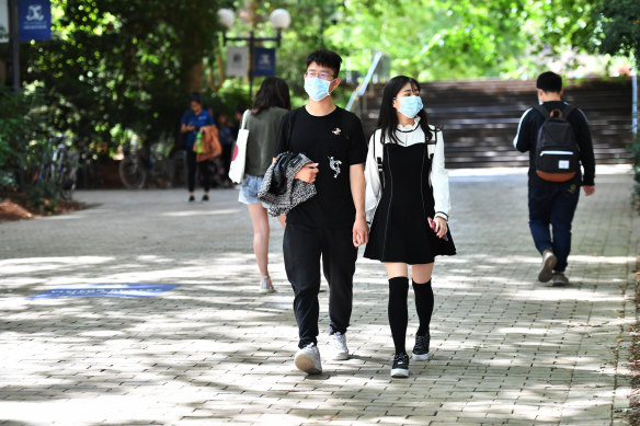 There are about 200,000 overses students in Melbourne.