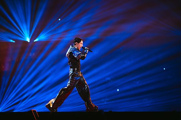 Norway’s Kyle Alessandro performs Lighter at the first semi-final of the 2025 Eurovision Song Contest.