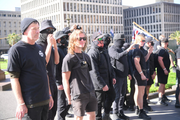 Neo-Nazis gathered in the CBD.