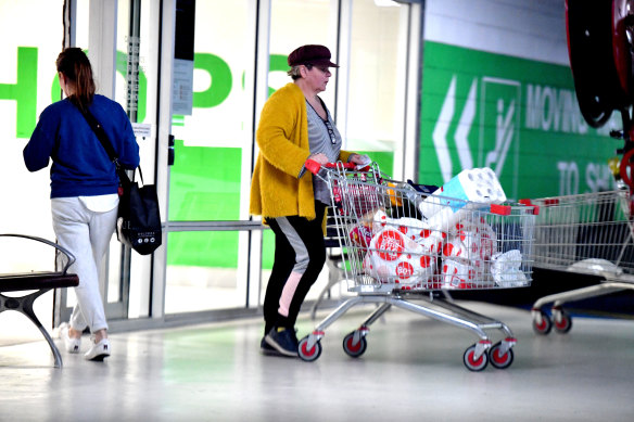 Shoppers at Coles in Richmond on Tuesday.