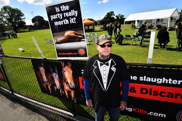 Anti-racing protester Peter Lalich.
