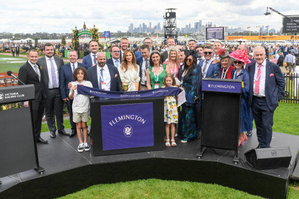 Soulcombe’s connections, which include Jack Riewoldt, Liam Baker, Nathan Broad and Jack Graham, at Flemington. 