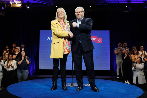 Madonna Jarrett and former PM Kevin Rudd.