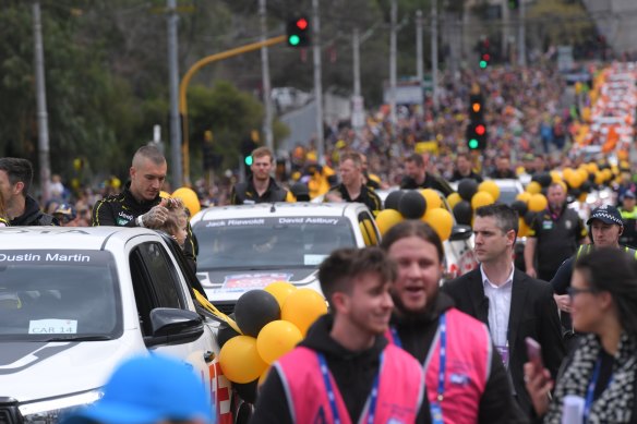 The AFL grand final parade in Melbourne in 2019. 