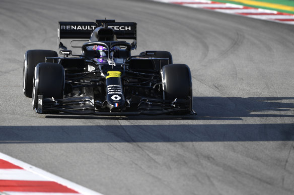 Daniel Ricciardo in the new Renault at Barcelona testing.