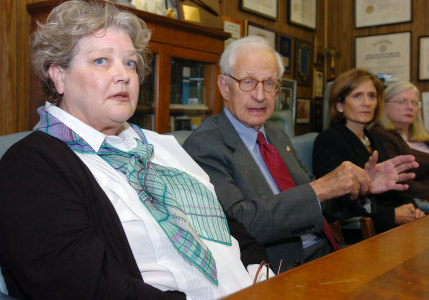 Kathleen Ham at a press conference in Manhattan DA Robert Morgenthau’s office.