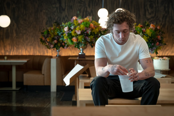 Jeremy Allen White as Carmy Berzatto in The Bear. Season three ends with a preview of a review of his new restaurant. 