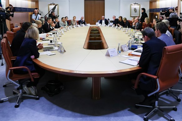 Treasurer Jim Chalmers speaks during day three of the Economic Reform Roundtable meeting at Parliament House.
