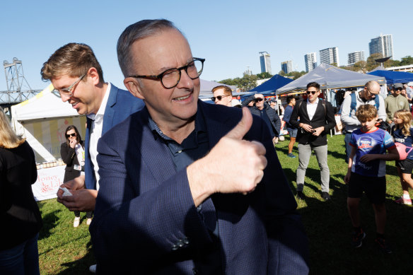 Anthony Albanese on the campaign trail in Sydney on Sunday. Today he will promise $146m towards improving teacher quality.