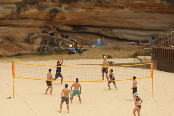 Brazilians playing volleyball at Tamarama Beach.