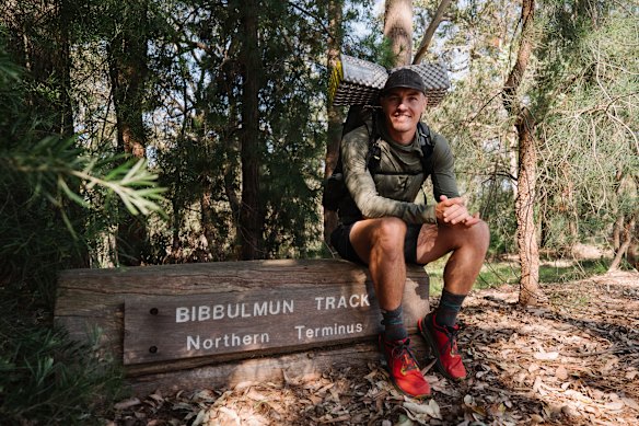 Cam Bostock beginning his record-breaking unsupported hike on the Bibbulmun trail.