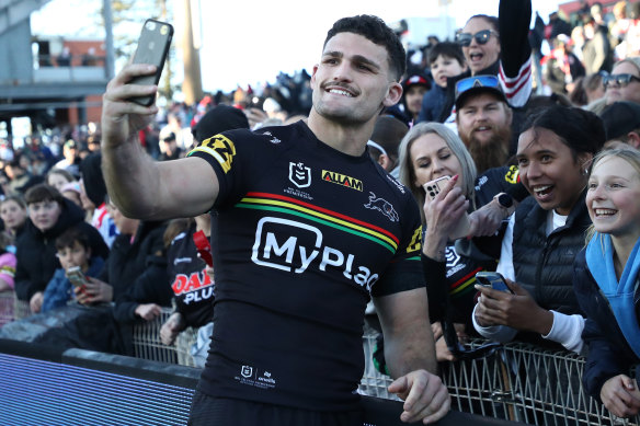 Panthers halfback Nathan Cleary was the star of the show in his team’s comfortable win over the Dragons at WIN Stadium.