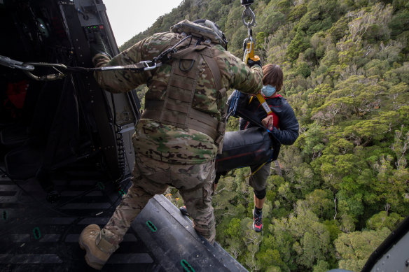 The crew of the Royal New Zealand Air Force NH90 helicopter involved in the successful search for Jessica O'Connor and Dion Reynolds in the Kahurangi National Park.