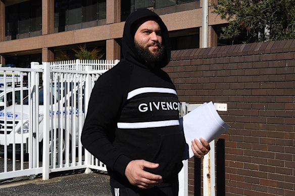 Police believe Rafat Alameddine, pictured outside Parramatta police station in 2019, runs the crime family’s operations from Lebanon.