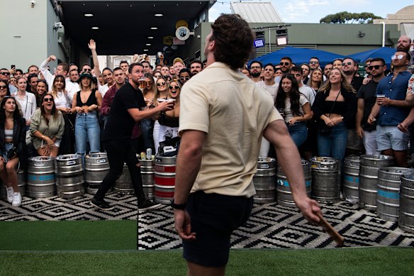 Two-up at the Sackville Hotel, Rozelle on Anzac Day, 2022. 