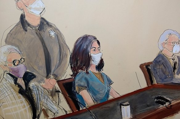 A court sketch from April. Ghislaine Maxwell’s family has hired its own artist.