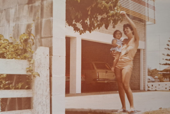 Melissa Foster as a baby with her mother at the family’s Gold Coast motel.