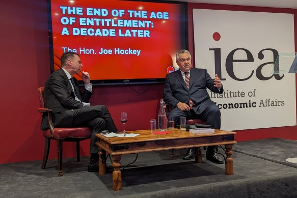 Former treasurer Joe Hockey speaking at the Institute for Economic Affairs in London on Monday.